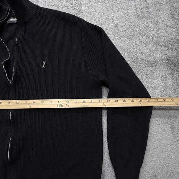 RIGAR'S GOLF Sweater Mens XL Black Full Zip Mock Neck Ribbed Knit Golf Logo - Picture 6 of 6